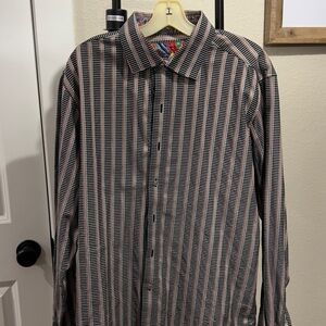 VINTAGE Robert Graham Black and White Striped Button Down Shirt